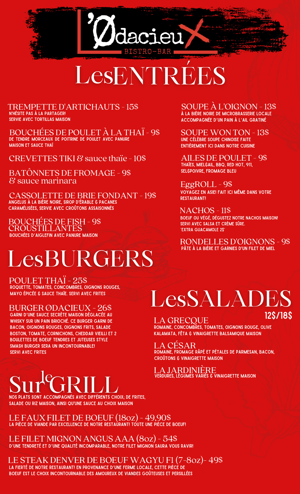 menu déjeuner